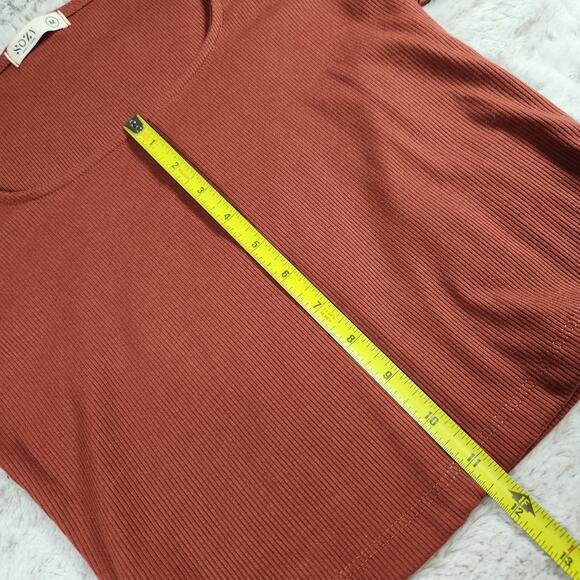 Sozy Penny Chic Red Ribbed Long Sleeve Crop Shirt Size M - Picture 5 of 7